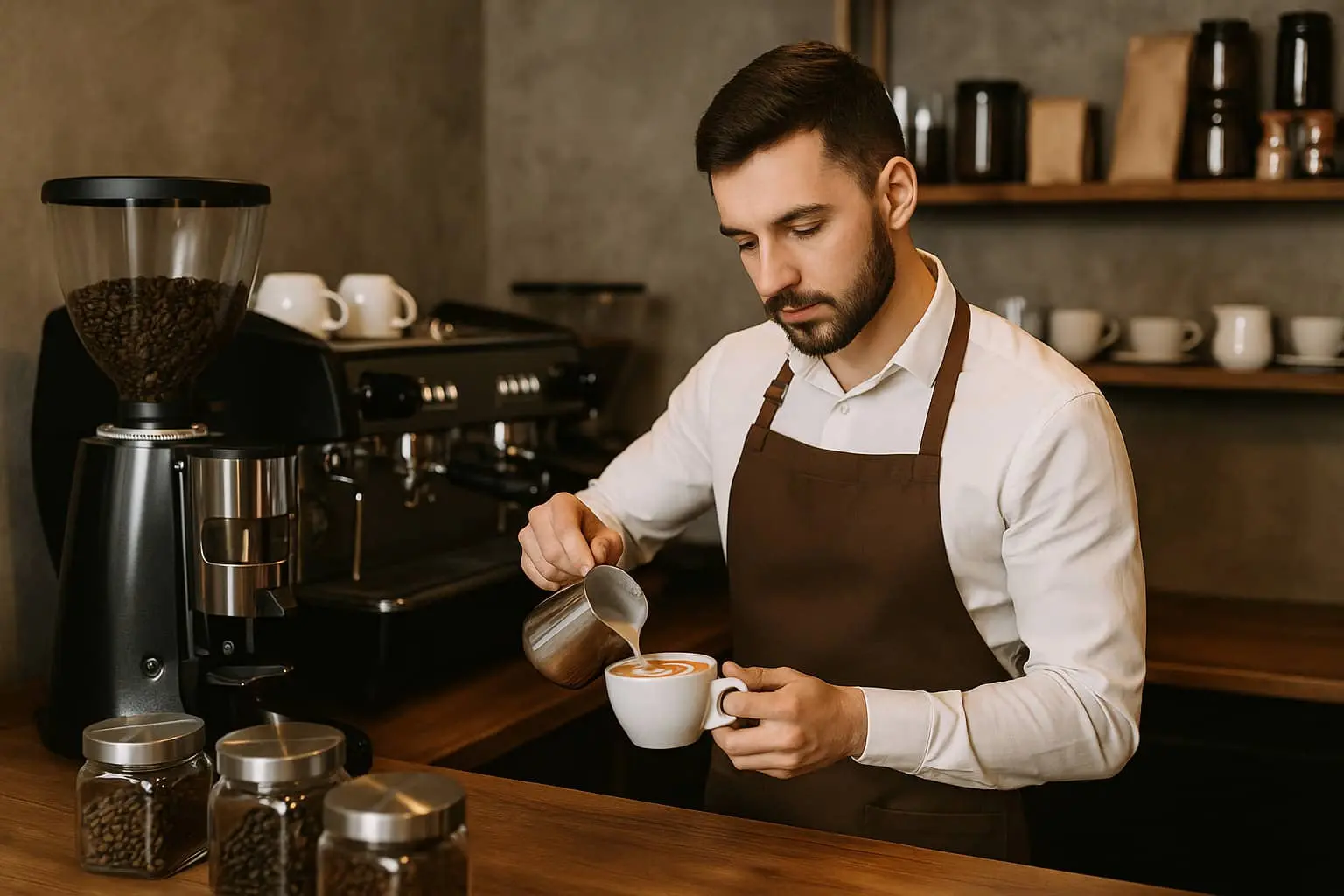 barista w pracy za barem
