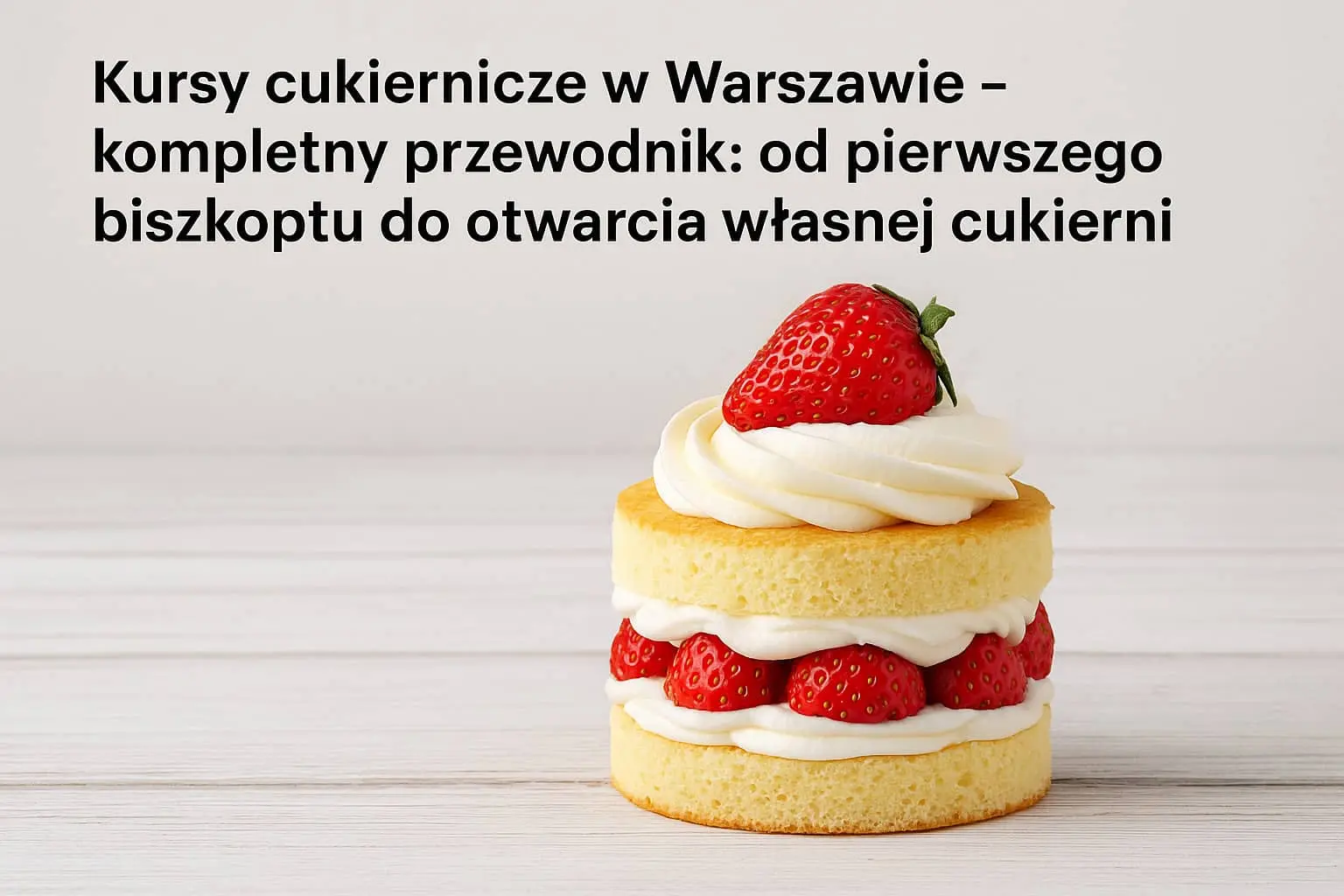ciastko biszkoptowe z kremem i truskawkami