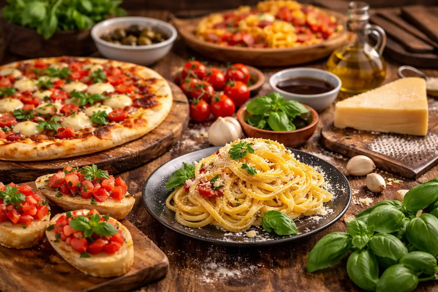 kuchnia włoska - dania na stole